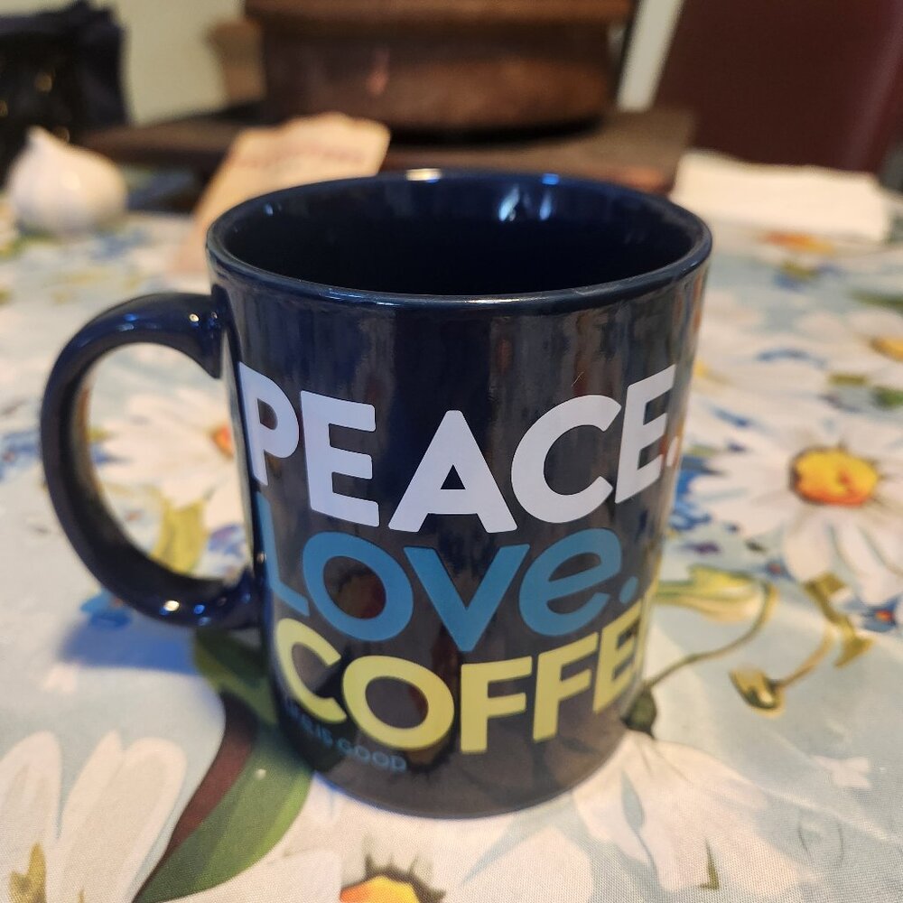 PEACE, LOVE, COFFEE mug